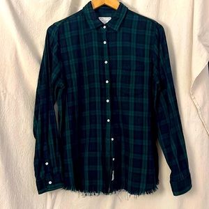 Blue Shirt Shop Mercer & Spring navy and green plaid cotton shirt